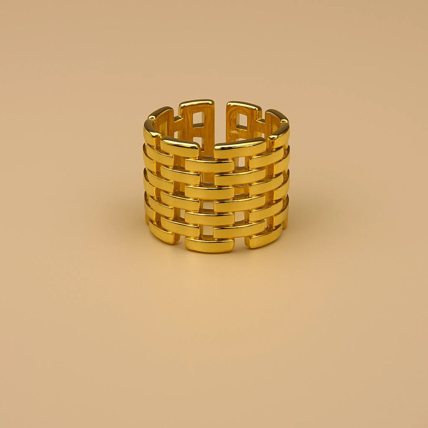 Anillo ancho tejido ajustable