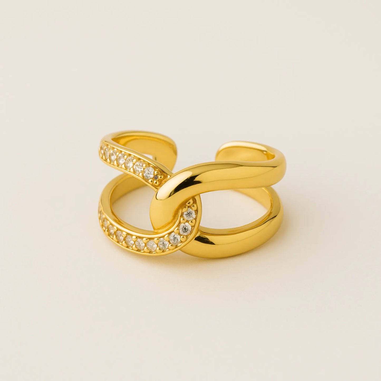 Anillo Doble Eslabón con Circones