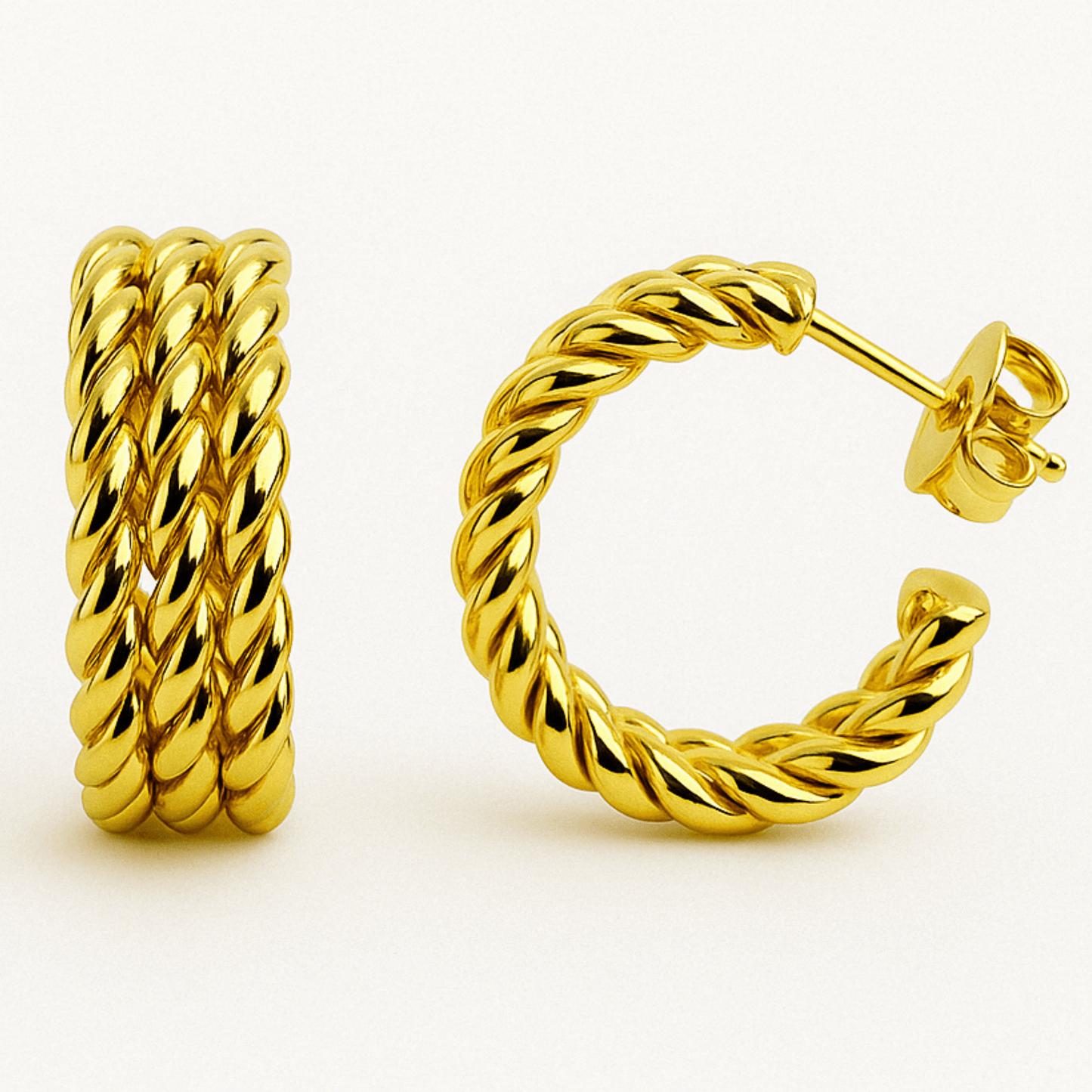 Aros Victoria estilizados enchapados en oro 18k con acabado brillante – Laruz