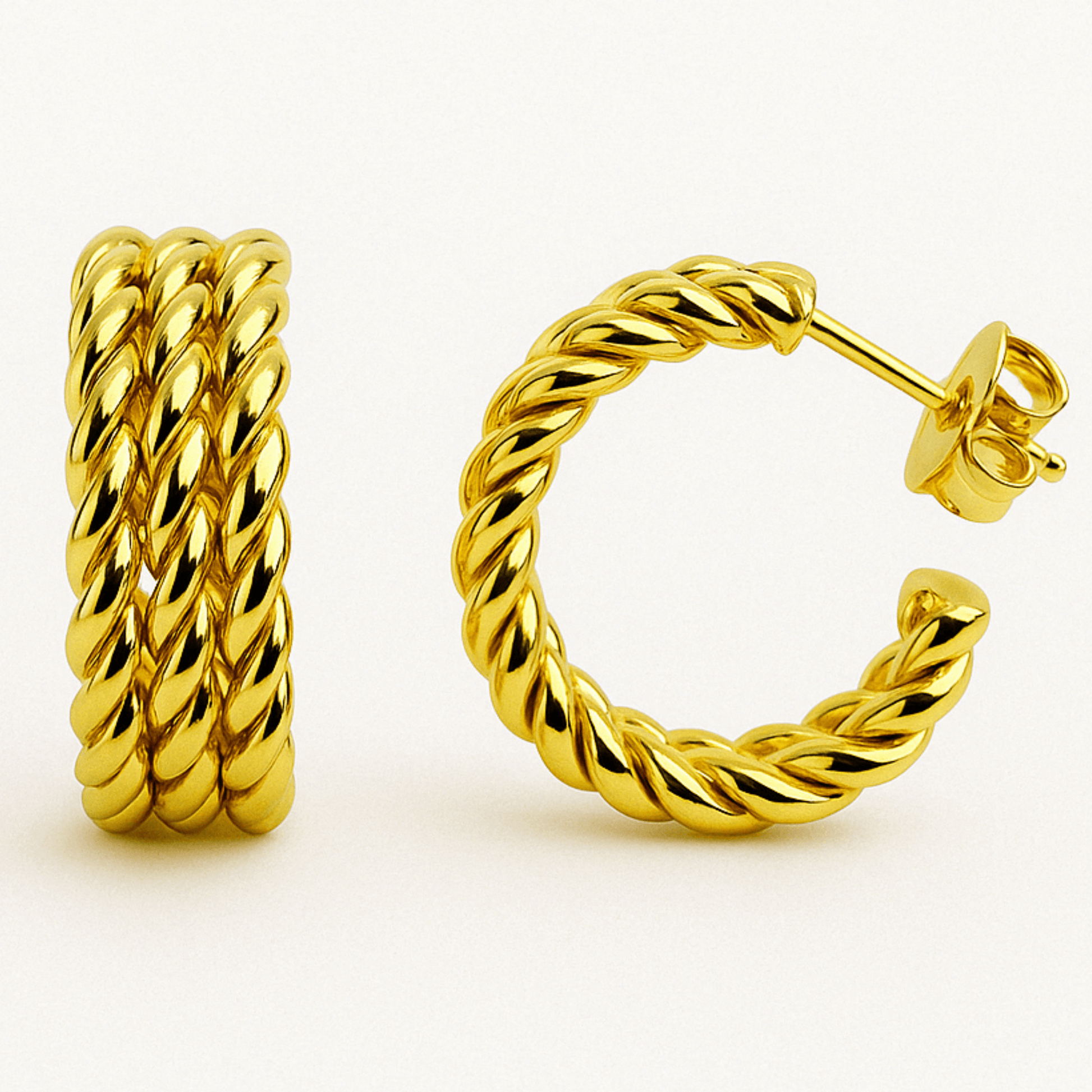 Aros Victoria estilizados enchapados en oro 18k con acabado brillante – Laruz