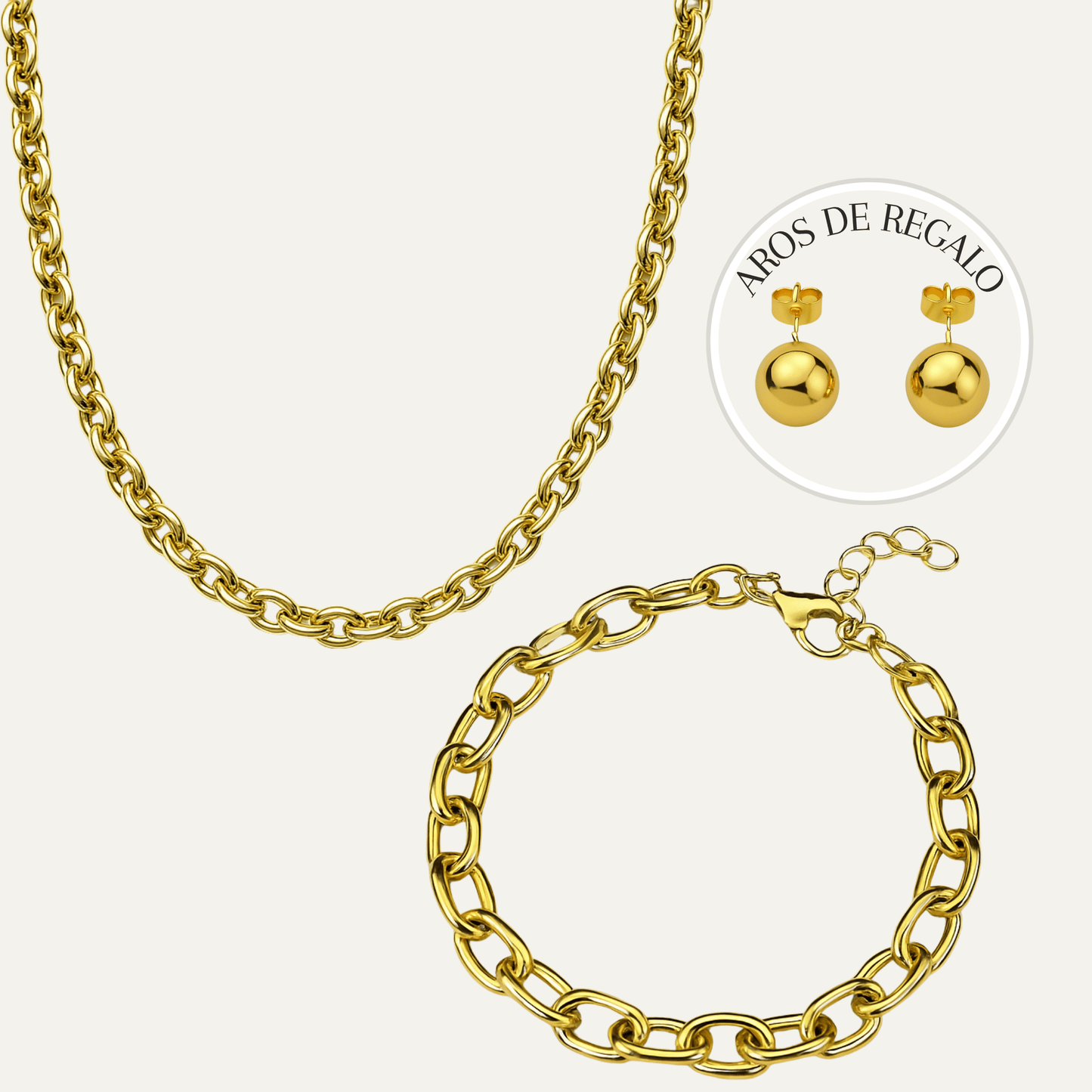 COLLAR AVA + PULSERA AVA + AROS SAM DE REGALO