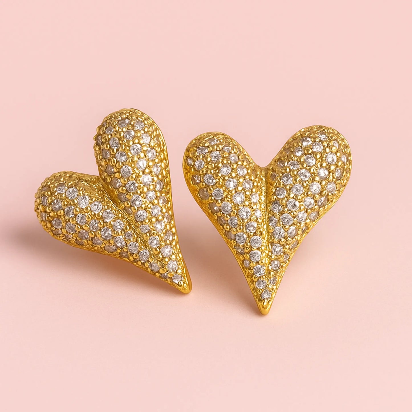 Aros Corazón Pavé Dorado