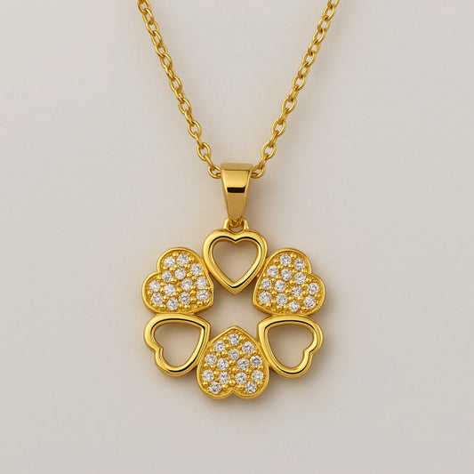 Collar Corazones Flor con Circones