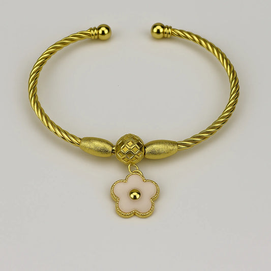 Pulsera Flor Esmaltada Blanca